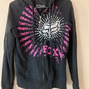 Fox Women's Black Hoodie with Pink Graphic